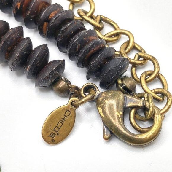 Chico's Beaded Long Necklace, Mother of Pearl Beads, 40 Inches, Earth Colors - Picture 6 of 10